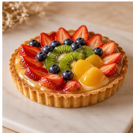 Colorful fruit tart with berries and kiwi